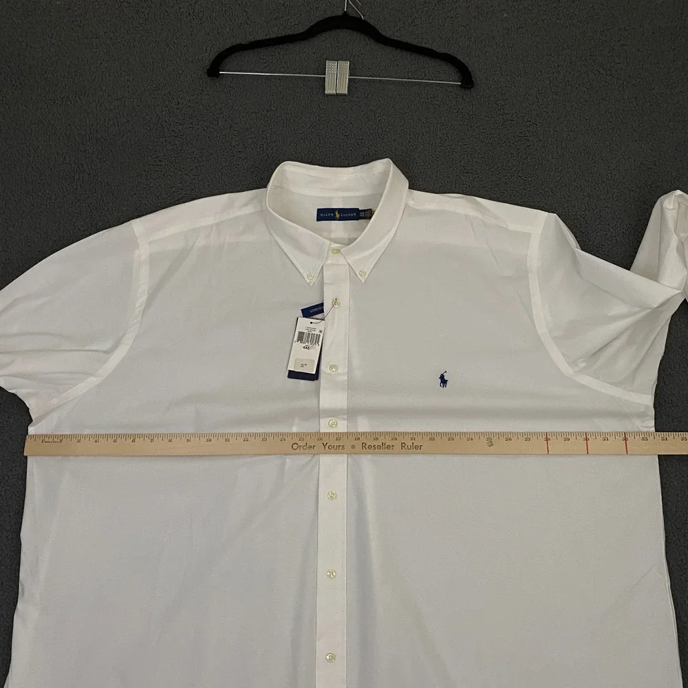 Polo Ralph Lauren Stretch Poplin Shirt Mens 4XB White Button Down Pony NEW